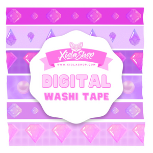 Purple Washi Tapes, Washi Tape Set, Cute Washi Tape, Digital Washi