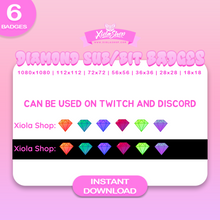 Load image into Gallery viewer, 6 Diamond Twitch Sub/Bit Badges (FREE GIFT) - Xiola Shop
