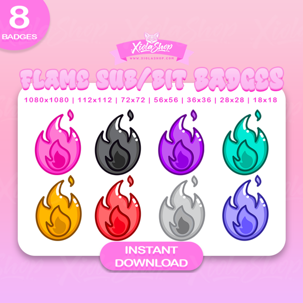 Flame Kawaii Badges Twitch Discord