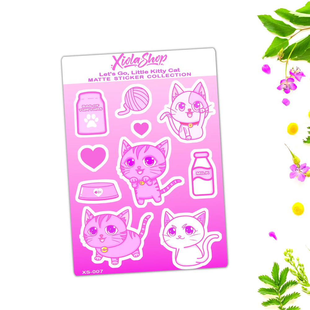 Let's Go Little Kitty Cat Vinyl Sticker Sheet