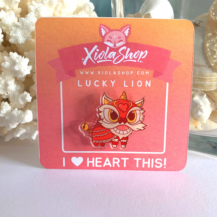 Lucky Lion Acrylic Pin - Xiola Shop