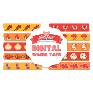 Lunar New Year Digital Washi Tape - Xiola Shop