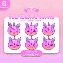 Load image into Gallery viewer, Pink 6 Unicorn Emotes Pack - Xiola Shop

